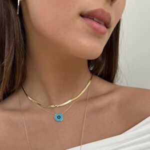 Jennifer Zeuner Karli Herringbone Necklace Gold Vermeil NWT